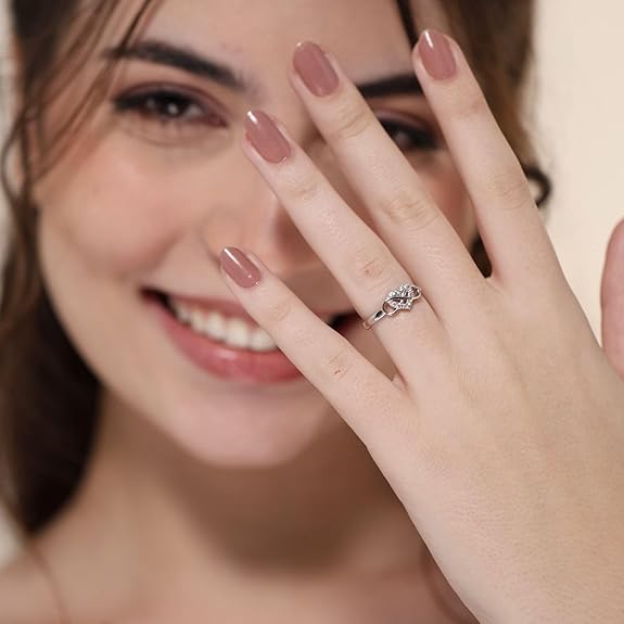 Infinity Heart Ring in 925 Pure Sterling Silver Adjustable Modern Design