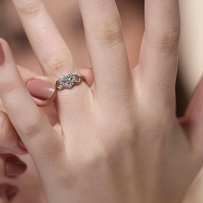 Infinity Heart Ring in 925 Pure Sterling Silver Adjustable Modern Design