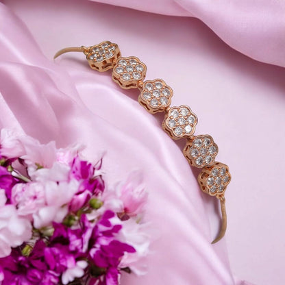 Adjustable Diamond Crystal Rose Gold Charm Bracelet