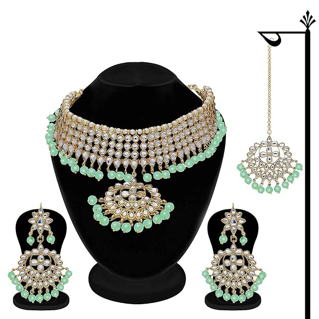 Bridal Kundan Jewellery Pearl Choker Set