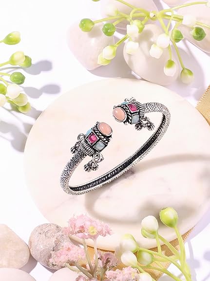 Stone Kada Bracelet for Women Silver Color