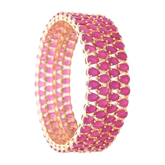 Gold Plated Red Ruby American Diamond Bangles