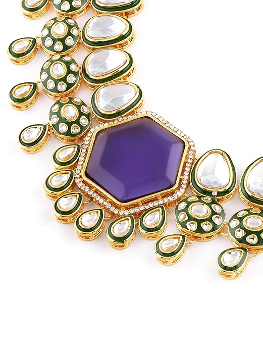 Indian Choker Set Purple Green Meenakari Set