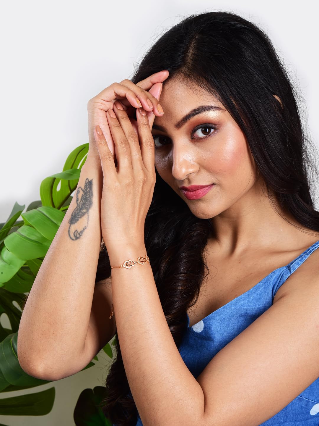 Adjustable Diamond Crystal Rose Gold Charm Bracelet