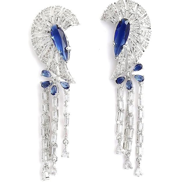 Blue American diamond necklace with sparkling stones