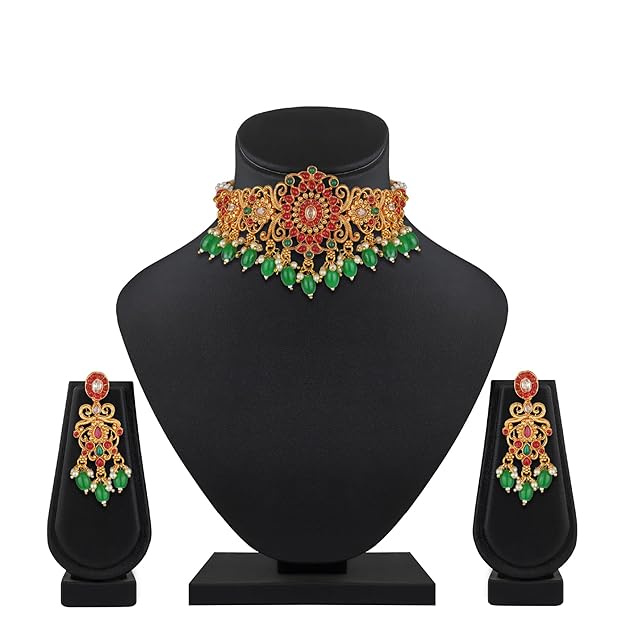 Temple jewellery bridal set with intricate handcrafted details