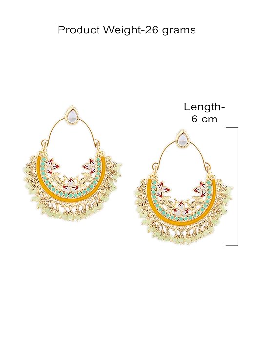 Meenakari jhumki earrings with vibrant ethnic detailing