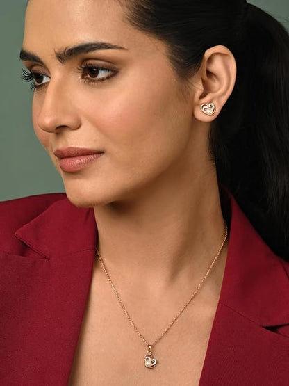 Heart Pearl Necklace Rose Gold