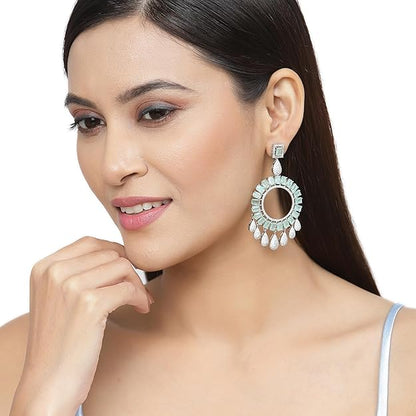 American Diamond Circular Handcrafted Drop Earrings