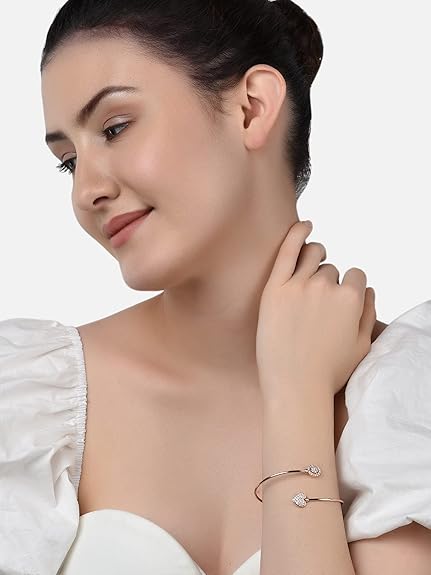 Rose Gold Charm Bracelet CZ Contemporary Set