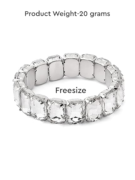 Silver Bracelets for Ladies with Dazzling Stone Party Bling Design