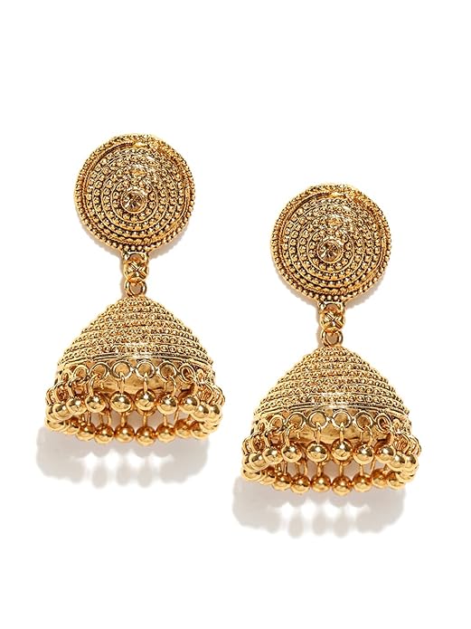 Gold Tone Ethnic Jhumki Dangle Earrings