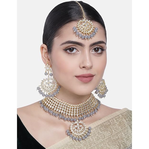 Bridal Kundan Jewellery Pearl Choker Set