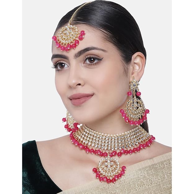 Bridal Kundan Jewellery Pearl Choker Set