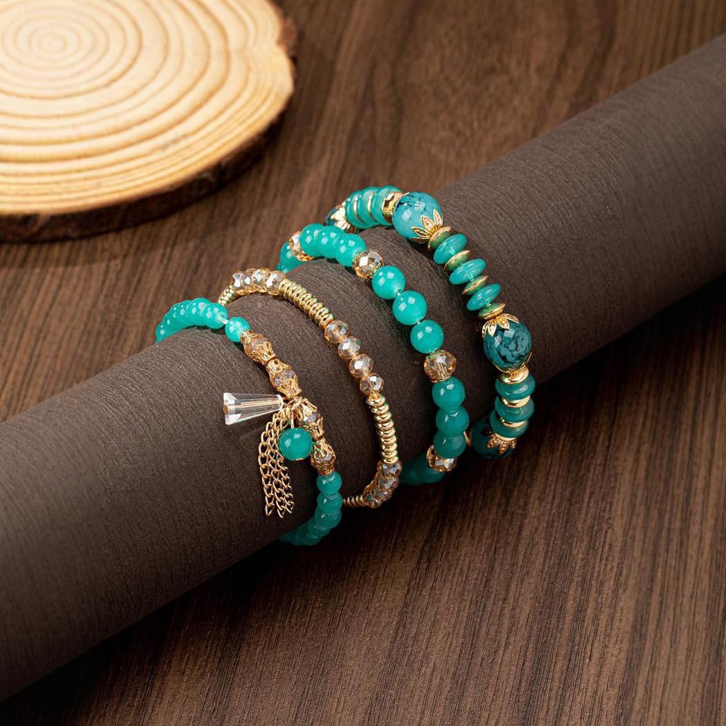 Bohemian Multilayer Crystal Bead Charm Bracelet