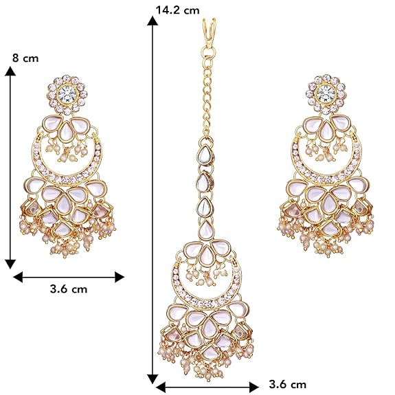 Gold Mangtika Kundan in Traditional Ethnic Jewellery Set Design for Women