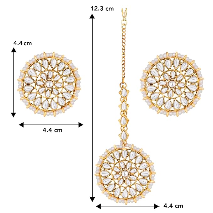 Mang Tika Bridal in Traditional Kundan Pearl Earring Jewellery Set