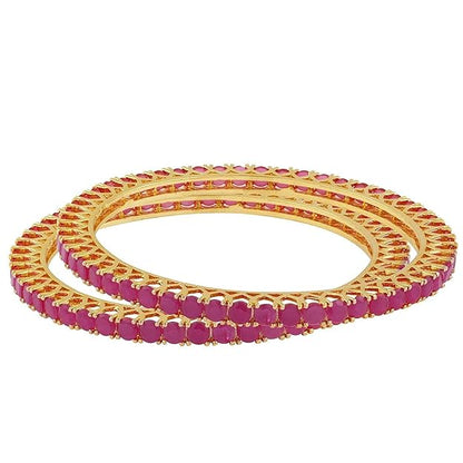 AD Jewellery India Red Ruby CZ Bangles Set