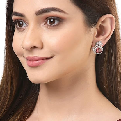 American Diamond Triangular Stud Earrings