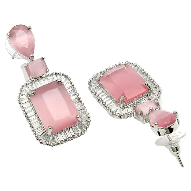 Women's diamond drop earrings with modern glamour