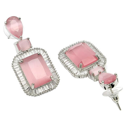 Women's diamond drop earrings with modern glamour