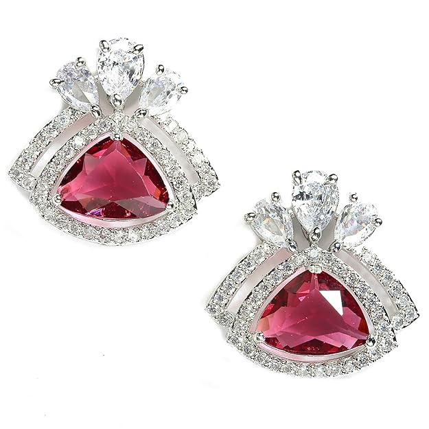 American Diamond Triangular Stud Earrings