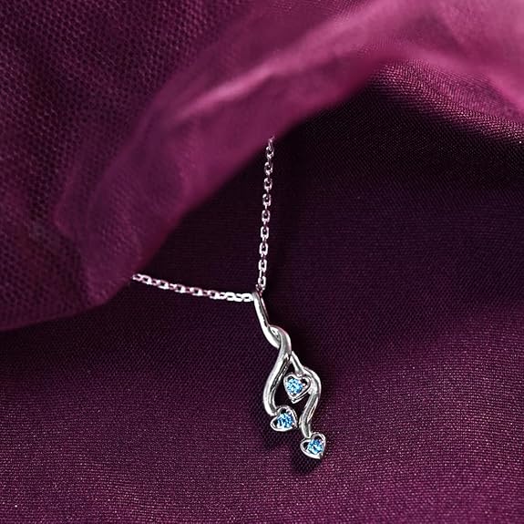 Pendant Earring Set in 925 Sterling Silver Valentina Design with Rhodium Plated Swiss Zirconia