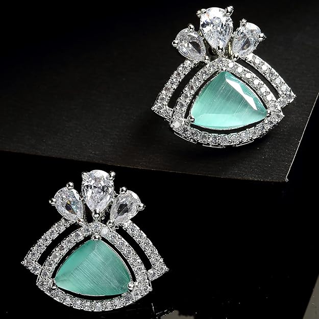 American Diamond Triangular Stud Earrings