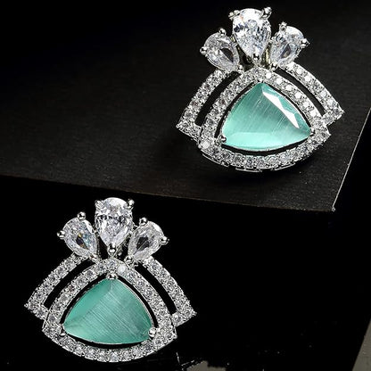 American Diamond Triangular Stud Earrings