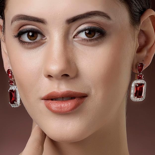 American Diamond Crystal Studded Drop Earrings