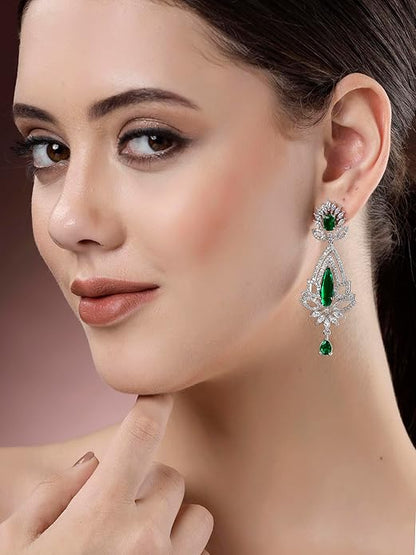 Blue American Diamond Jhumka Earrings
