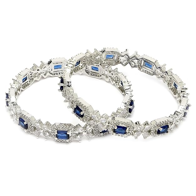 Cubic Zirconia Bangles Square Design Set of 2