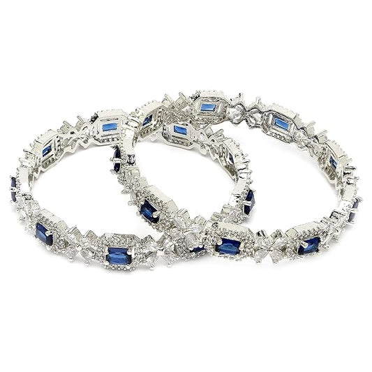 Cubic Zirconia Bangles Square Design Set of 2