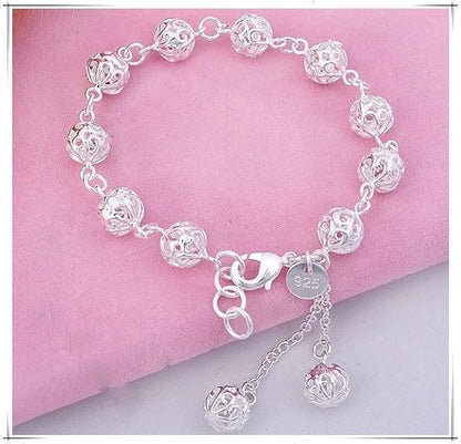 Adjustable 925 sterling Silver Plated Stylish Copper Bracelet for Women & Girls