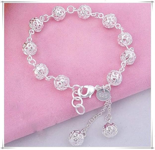 Adjustable 925 sterling Silver Plated Stylish Copper Bracelet for Women & Girls