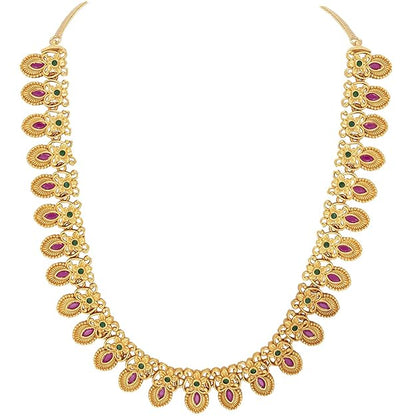Artificial Temple Jewellery Gold Plated Floral Set