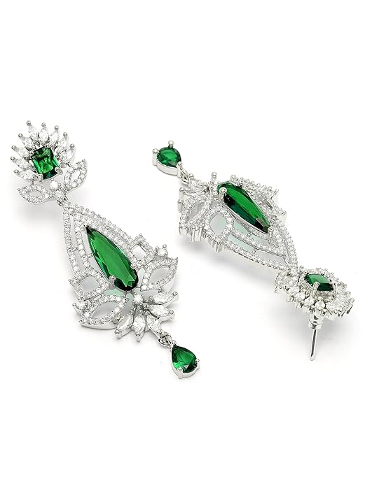 American diamond jhumka with traditional bridal styling