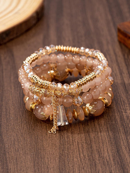 Bohemian Multilayer Crystal Bead Charm Bracelet