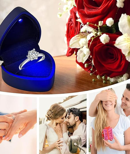 Proposal Ring Box with Light in Blue Elegant Design for Engagement & Romantic Surprise