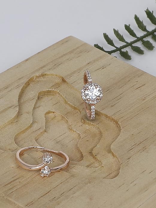 High Quality CZ Finger Rings Set of 2
