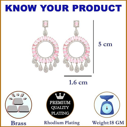 American Diamond Circular Handcrafted Drop Earrings
