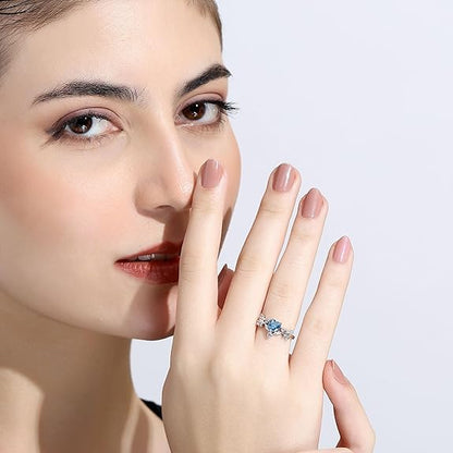 Silver Diamond Heart Ring in 925 Pure Sterling Silver Adjustable Elegant Design