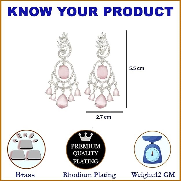American diamond earrings with classic ethnic design