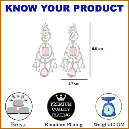 American diamond earrings with classic ethnic design
