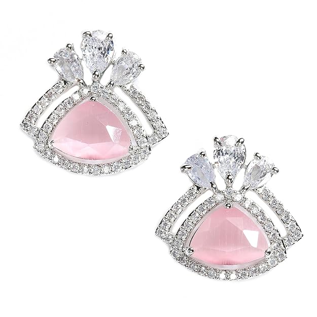 American Diamond Triangular Stud Earrings