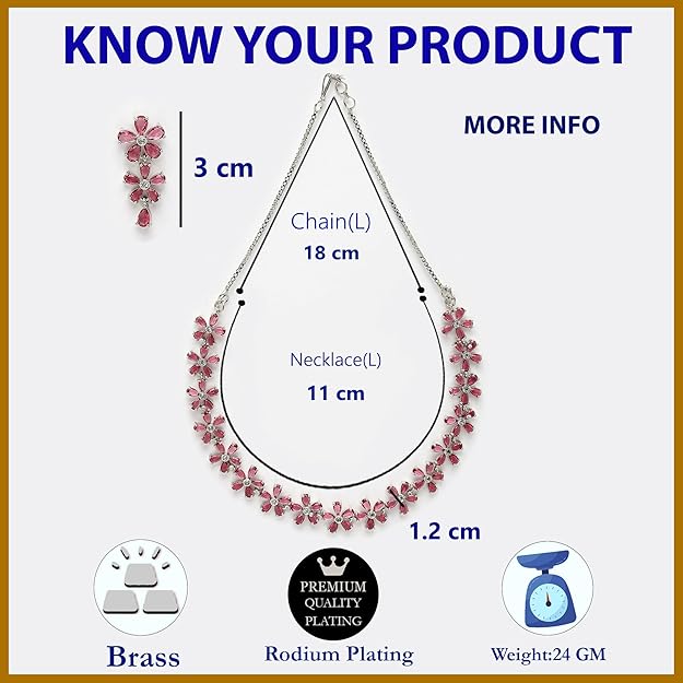 American diamond jewellery in silver finish for festive wear