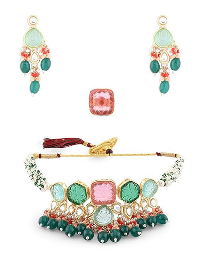 Meenakari Kundan Multicolor Choker Set