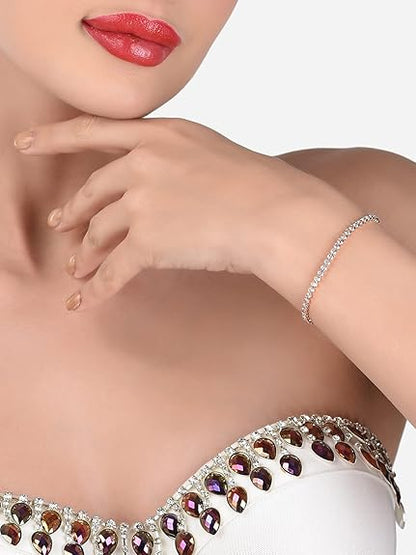 Rose Gold Tennis Bracelet with Contemporary Cubic Zirconia Finish (Set of 2)