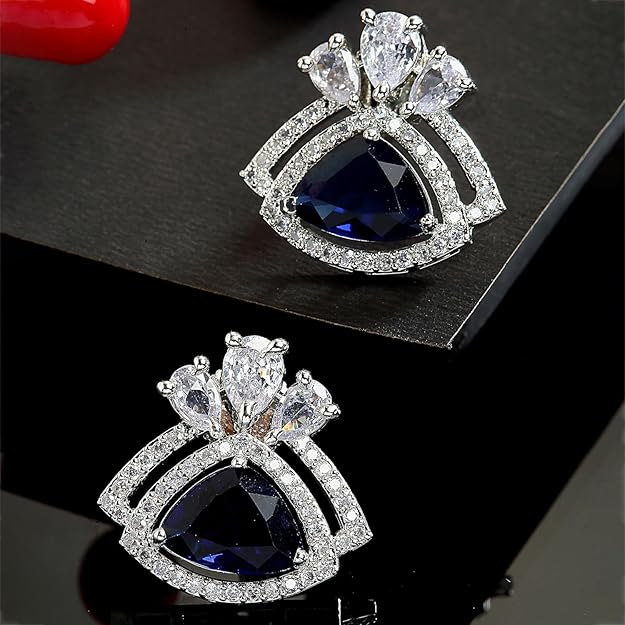 American Diamond Triangular Stud Earrings