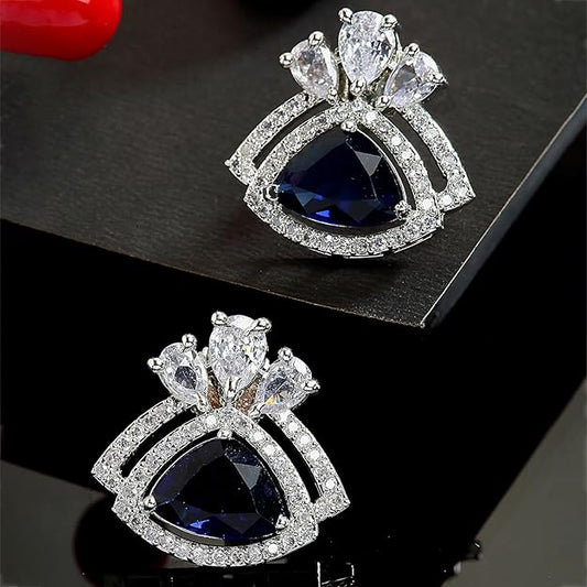 American Diamond Triangular Stud Earrings